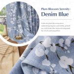 FMFUNCTEX 100% Blackout Floral Curtains for Bedroom, Blue Curtains 84 inches Long Blossom Flower Patterned for Living Room,Thermal Insulated Farmhouse Drapes, Grommet Top 2 Panels (White on Blue)