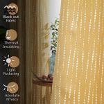 jinchan 95% Blackout Boho Curtains 84 Inches Long Mustard Moon Phases Printed Drapes Rod Pocket Thermal Insulated Curtains for Bedroom Nursery Yellow Window Drapes Curtain Set 2 Panels