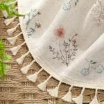 Boho Floral Spring 100% Blackout Curtains 84 Inch Length 2 Panels Set, Linen Texture Farmhouse Curtains Beige Tassel for Living Room Bedroom Vintage Rustic Patterned Printed Western Rod Pocket