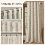Boho Floral Spring 100% Blackout Curtains 84 Inch Length 2 Panels Set, Linen Texture Farmhouse Curtains Beige Tassel for Living Room Bedroom Vintage Rustic Patterned Printed Western Rod Pocket