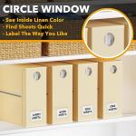 SpaceAid 4 Pack Bed Sheet Organizers and Storage, Foldable Sheet Organizer for Linen Closet, Sheets Set Folder Keeper with Window XL (Queen & King Size) Organizing Bedding Container, Beige