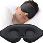 MABAO Sleep Mask for Side Sleeper, Eye Mask for Sleeping Women Men, 3D Contoured Cup No Eye Pressure 100% Light Blocking Sleeping Mask with Adjustable Strap Night Blindfold Flight, Travel, Nap, Black