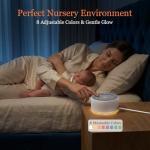 Kipcush White Noise Machine with Night Light – Nursery Sound Machine with Soft Non-Glare Lamp, 30 Soothing Sounds, 8 Color Lights, Up to 8-Hour Timer for Baby & Adults