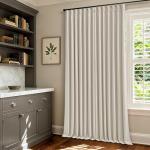 Pinch Pleated Blackout 90 Inch Bedroom Curtains 70 Inch Wide Linen Dual Layer Soundproof Farmhouse Window Curtains for Living Room Cream Natural Hooks Rings Back Tab 100% Black Out Drapes 1 Panel