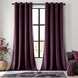 MIULEE Velvet Curtains Purple Orchid Elegant Grommet Thermal Insulated Soundproof Room Darkening Curtains/Drapes for Classical Living Room Bedroom Decor 52 x 84 Inch Set of 2