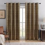 BOHOMOCASA 100% Blackout Curtains for Bedroom – Black Gold Foil Print, Thermal Insulated & Noise Reducing Drapes, Grommet Top Window Panels, Set of 2 (Greek Key, W52×L96)