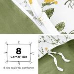 Bedsure Duvet Cover Queen Size - 100% Cotton Reversible Floral Queen Duvet Cover Set with Zipper Closure, 3 Pieces Soft & Breathable Green Bedding Set with 2 Pillow Shams 20"x26"