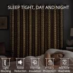BOHOMOCASA 100% Blackout Curtains for Bedroom – Black Gold Foil Print, Thermal Insulated & Noise Reducing Drapes, Grommet Top Window Panels, Set of 2 (Greek Key, W52×L96)