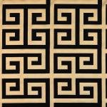 BOHOMOCASA 100% Blackout Curtains for Bedroom – Black Gold Foil Print, Thermal Insulated & Noise Reducing Drapes, Grommet Top Window Panels, Set of 2 (Greek Key, W52×L96)