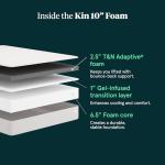 Kin By Tuft & Needle Medium Firm 10" Queen Adaptive Foam Mattress in a Box, Cooling Pressure Relief, Balanced Support, 100 Night Trial, Fiberglass-Free, CertiPUR-US, 10-Year Limited Warranty