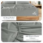 Casa Platino Bed Sheets Queen – 100% Cotton Queen Size Bed Sheet Set with 4 Pillowcases, Cool and Soft Percale Fabric, Ideal for All-Season Comfort, Ultra Soft With 15" Deep Pocket Fitted Sheet – Grey