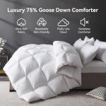L LOVSOUL Goose Down Fiber Comforter King Size, High Fill Power Hotel Style Bedding Comforter, Fluffy Ultra Soft All Season White Duvet Insert with 8 Corner Tabs