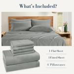 Casa Platino Bed Sheets Queen – 100% Cotton Queen Size Bed Sheet Set with 4 Pillowcases, Cool and Soft Percale Fabric, Ideal for All-Season Comfort, Ultra Soft With 15" Deep Pocket Fitted Sheet – Grey