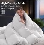 L LOVSOUL Goose Down Fiber Comforter King Size, High Fill Power Hotel Style Bedding Comforter, Fluffy Ultra Soft All Season White Duvet Insert with 8 Corner Tabs