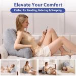 IASEAHK Reading Pillows for Sitting in Bed Adult, Back Pillow for Bed Sitting Up, Backrest Pillows with Shredded Foam for Adult&Teens, Support Pillow with Arms for Beds, Couch, Floor, 18in, Grey