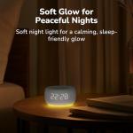 Buffbee Alarm Clock with Sound Machine for Bedrooms – 2-in-1 White Noise Machine for Sleep, Gentle Wake-Up with Soft Alarm Sounds, Ambient Night Light, Plug-in, Sleep Better, Wake Gently