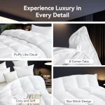 L LOVSOUL Goose Down Fiber Comforter King Size, High Fill Power Hotel Style Bedding Comforter, Fluffy Ultra Soft All Season White Duvet Insert with 8 Corner Tabs