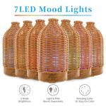 VICTORIA AROMA Essential Oil Diffuser - Multifunction Aromatherapy Diffuser 7 LED Color Changing Light 100ML Rattan Diffuser Easy to Clean Suitable for Home,Office (Tan)