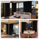 Joydeco Black 100% Blackout Curtains 108 Inch 2 Panels, Luxury Thermal Insulated Black Velvet Curtains for Bedroom Living Room, Soundproof Blackout Window Drapes, Rod Pocket & Back Tab (52W x 108L)