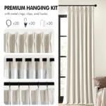 MIULEE Natural Pinch Pleated 100% Blackout Linen Curtains for Bedroom, Room Darkening Light Blocking Window Curtains 84 inches Long for Living Room, Black Out Pleat Drapes with Pin Hooks, 2 Panels