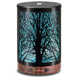 JOYOLO Essential Oil Diffuser 120ML Metal Aromatherapy Diffuser with Timer, Cool Mist Humidifier with Auto Shut-Off & 7 Color Lights for Home Office Spa (Tree)