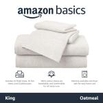 Amazon Basics 4 Piece Bed Sheets Set, 100% Cotton Jersey, Includes Super Soft, Flat and Fitted Sheets, Pillowcase, King, Oatmeal, Solid