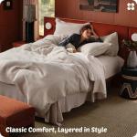 Bedsure Cotton Duvet Cover King - 100% Cotton Waffle Weave Linen Color Duvet Cover, GentleSoft™ and Breathable King Bedding Set for All Season, 3 Pieces, 104"x90"