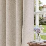 Geomoroccan Beige Floral Jacquard Blackout Curtains 84 Inches Long for Living Room Bedroom Chenille Flower Room Darkening Thermal Insulated Soundproof Grommet Window Treatments Drapes 2 Panels