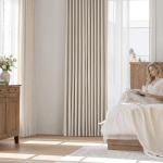 Geomoroccan Beige Floral Jacquard Blackout Curtains 84 Inches Long for Living Room Bedroom Chenille Flower Room Darkening Thermal Insulated Soundproof Grommet Window Treatments Drapes 2 Panels