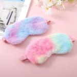 2 Pack Plush Sleeping Eye Mask Soft Plush Eye Mask Fuffy Eye Cover Comfortable Sleep Mask Blindfold Rainbow Faux Fur Eye Shade for Women, Men and Kids Travel Nap Sleeping