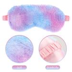 2 Pack Plush Sleeping Eye Mask Soft Plush Eye Mask Fuffy Eye Cover Comfortable Sleep Mask Blindfold Rainbow Faux Fur Eye Shade for Women, Men and Kids Travel Nap Sleeping