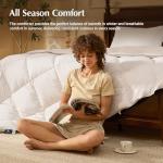 Pacific Coast Goose Feather Down Comforters Queen Size, 100% Cotton Extra Fluffy White Duvet Insert, Soft, Breathable, All Season Hotel Luxury Bedding Comforters, 8 Corner & Center Loops (90"x90")