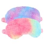 2 Pack Plush Sleeping Eye Mask Soft Plush Eye Mask Fuffy Eye Cover Comfortable Sleep Mask Blindfold Rainbow Faux Fur Eye Shade for Women, Men and Kids Travel Nap Sleeping