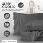 ROYAL BLISS TOP Split King Royal Collection 1900 Egyptian Cotton Bamboo Quality Bed Sheet Set with 1 Fitted Sheet with 36in Split TOP, 1 King Flat and 2 King P/Cases.No Wrinkle (Dark Gray)