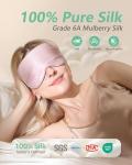 BeeVines 100% Real Mulberry Silk 2 Pack Sleep Mask, Natural Pure Silk Eye Masks with Adjustable Strap for Sleeping, 100% Block Light Eye Sleep Shade Cover, Reduces Puffy Eyes Traveling Gifts