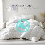 Martha Stewart White Goose Feather Down Fiber Comforter King Size- All Season Duvet Insert, Noiseless Fabric with 60oz Filled Luxury Cloud Fluffy Bed Comforter with 8 Corner Loops, White 106x90inch