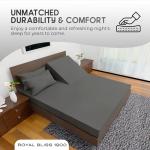 ROYAL BLISS TOP Split King Royal Collection 1900 Egyptian Cotton Bamboo Quality Bed Sheet Set with 1 Fitted Sheet with 36in Split TOP, 1 King Flat and 2 King P/Cases.No Wrinkle (Dark Gray)