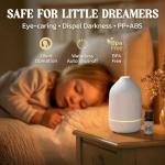 Essential Oil Diffuser, 100ml Aromatherapy Diffuser, Mini Ultrasonic Diffuser for Essential Oil, Home, Office, Cool Mist Humidifier with 7 Led Light, Auto Shut-Off, White