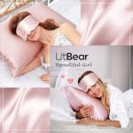 LitBear Silk Sleep Mask for Side Sleeper, Eye Mask Sleeping for Women Men 100% 22 Momme Pure Mulberry Silk, Face-Hugging Padded Eye Cover for Sleeping with Adjustable Band (Pink)
