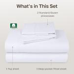California Design Den Natural 100% Cotton Sheets Queen Size Bed Set - Soft 400 Thread Count Sateen, Queen Sheets, Deep Pockets with All Around Elastic for a Snug Fit, Durable Bedding - White