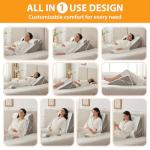 Ruqmuis 3PCS Wedge Pillow Set for After Surgery, Adjustable 9&12 Inch Bed Wedge Pillow for Sleeping, Incline Pillow Wedge for Headboard, Post Surgery, Acid Reflux, Neck&Back Support, White/Grey