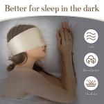 SECZIPE 100% Mulberry Silk Sleep Mask Eye Mask for Women Man with Adjustable Band, for Side Sleeper Blackout Sleep Mask for Travel Rest and Office Large Size (Taupe)