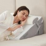 Ruqmuis 3PCS Wedge Pillow Set for After Surgery, Adjustable 9&12 Inch Bed Wedge Pillow for Sleeping, Incline Pillow Wedge for Headboard, Post Surgery, Acid Reflux, Neck&Back Support, White/Grey
