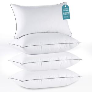 HUXMEYSON Pillows Standard Size Set of 4, Bed Pillows Set of 4, Down Alternative Luxury Hotel Pillows for Sleeping and for Side and Back Sleepers