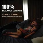 INOVADAY 100% Blackout Curtains for Bedroom, Black Out Curtains 90 Inch Long, Clip Rings Linen Blackout Drapes, Thermal Insulated Room Darkening for Living Room, 2 Panels - Beige,W50xL90