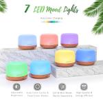 ASAKUKI Oil Diffuser with Essential Oils Set, 500ml Aromatherapy Humidifier with 14 LED Colors & Auto Shut-Off - 6 Oil Gift Pack(Lavender Eucalyptus Tea Tree Orange Peppermint Lemongrass)
