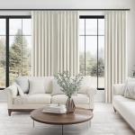 Topfinel 96 Inches Long Pinch Pleated 100% Blackout Curtains,Thermal Insulated Natural Linen Pinch Pleat Viral Drapes with Hooks Rings 2 Panel Sets,Neutral Beige Ivory 8FT Back Tab Window Curtains