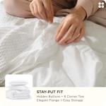 Bedsure Cotton Duvet Cover King - 100% Cotton Waffle Weave Coconut White Duvet Cover King Size, GentleSoft™ and Breathable Bedding Set for All Season, 3 Pieces, 104"x90"