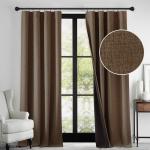 RYB HOME 100% Blackout Polyester Textured Curtains 90 inches Long, Thermal Insulating Privacy Energy Saving for Bedroom Living Room Window Office Theater Dining Nursery, W52 x L90 in, Coffee, 2 Panels