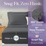 Carressa Linen 100% Egyptian Cotton Queen Sheet Set - 600 Thread Count Egyptian Cotton Queen Sheets Set (4 PC, Graphite Gray), Ultra Soft, Cooling, 16" Deep Pocket Sateen Weave Luxury Hotel Bed Sheet